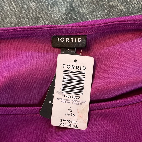 Torrid Midi Studio Cupro Boatneck Bodycon Dress Purple Size 1 Plus 1X NWT Office - Picture 7 of 9